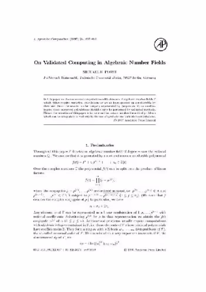 خرید و دانلود نسخه کامل کتاب Validated computing in algebraic number fields