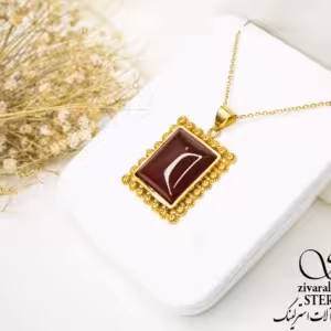 گردنبند زنانه طرح طلا با سنگ عقیق