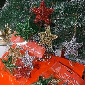 اویز ستاره درخت کریسمس 4 عددی