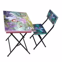 ست میز تحریر و صندلی آسایش مدل تاشو باکسدار طرح سوفیا