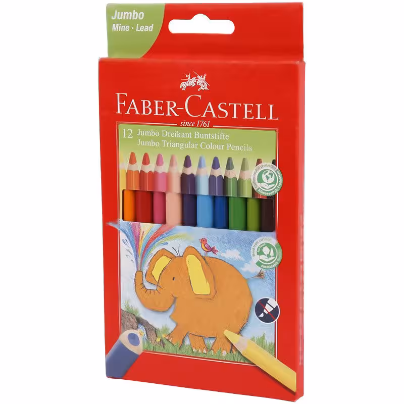 مداد رنگی 12 رنگ فابر کاستل Faber-Castell Jumbo 116501