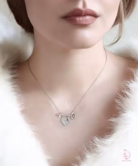 💍گردنبند جواهری قلب و کلید(ْGD_193)