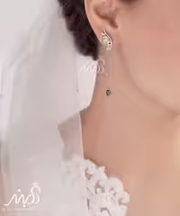 💍گوشواره جواهری با آویز نگین زمرد نقره عيار 925 (E_5004)