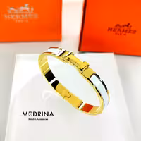 دستبند هرمس سفید طلایی مستر