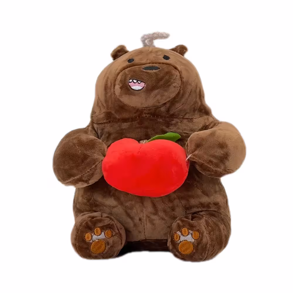 عروسک کله فندقی میوه به دست 35 سانتی متری قهوه ای کد NO.88