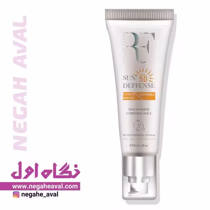 کرم ضدآفتاب فیوژن واتر SPF50 مناسب پوست خشک و حساس رویال فم بی رنگ