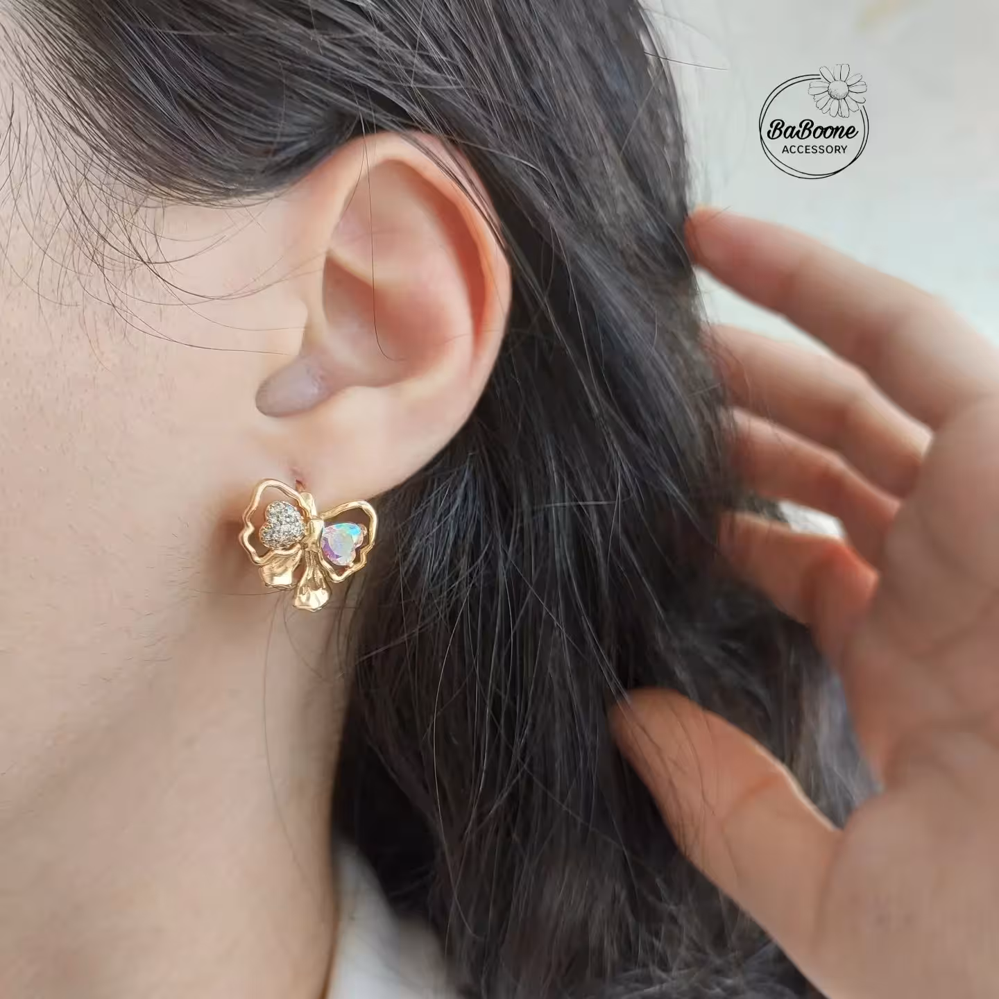 گوشواره سواروسکی پاپیون ژوپینگ