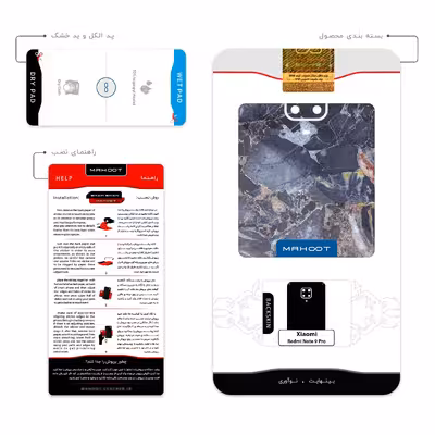 برچسب پوششی ماهوت مدل Broken black marble مناسب برای گوشی موبایل شیائومی Redmi Note 9 Pro