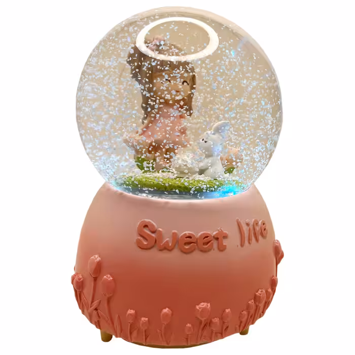 گوی موزیکال مدل پمپی Sweet Life طرح دختر مهربون و خرگوش کوچولو کد PB8