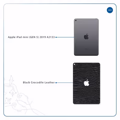 برچسب پوششی ماهوت مدل Black-Crocodile-Leather مناسب برای تبلت اپل iPad mini (GEN 5) 2019 A2133
