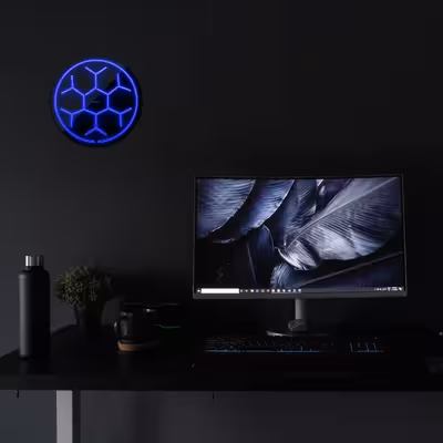 چراغ دیواری نئون دیزاین مدل Soccer-Ball-BL_BL