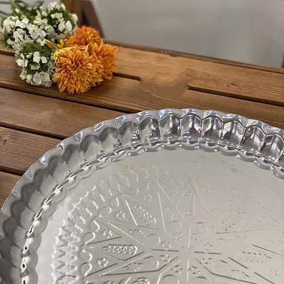 سینی استیل انگشتی طرح دار سایز 40