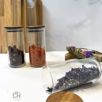 بانکه شیشه ای 14*6 درب چوبی مدل 80614 ACA