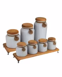 ست پاسماوری و ادویه 7 پارچه درب چوبی گلس کالر رنگ طوسی (شهرستان(تیپاکس)و پیک(تهران))