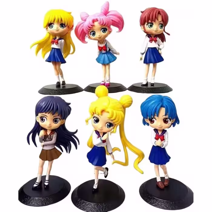 فیگور کیوپاسکت سیلور مون Sailor Moon طرح یونی‌فرم مدرسه مجموعه 6 عددی