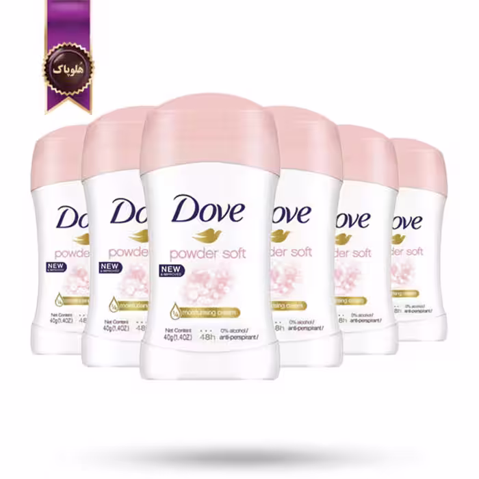 6 عدد مام استیک ضدتعریق داو Dove مدل رایحه‌ی پودر کودک Powder Soft حجم 40 میلی لیتر (اورجینال)