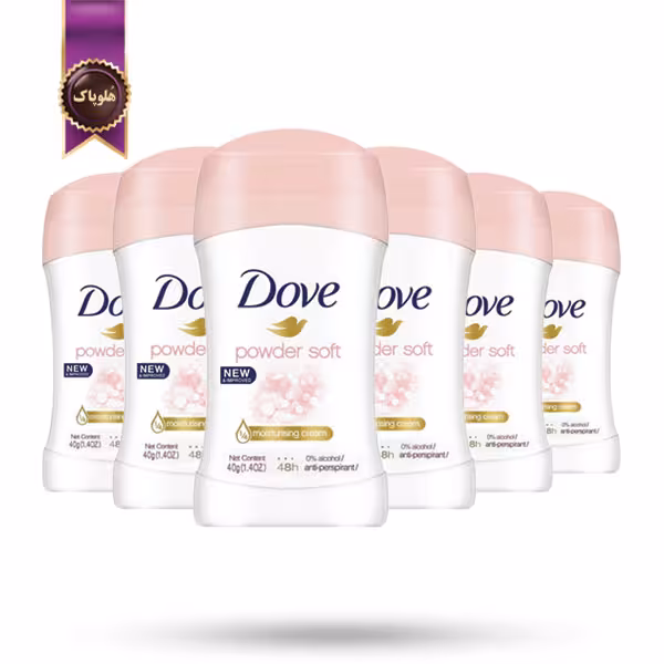 6 عدد مام استیک ضدتعریق داو Dove مدل رایحه‌ی پودر کودک Powder Soft حجم 40 میلی لیتر (اورجینال)
