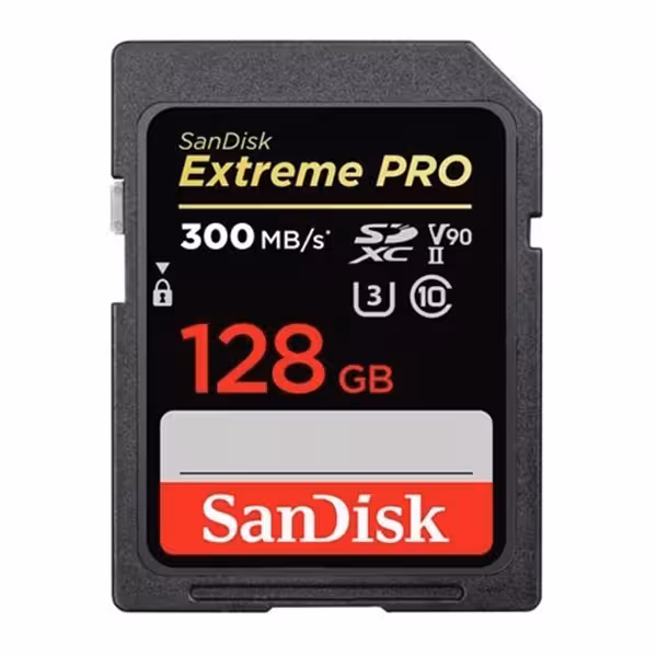 ارسال فوری   امکان خرید حضوری   کارت حافظه SDXC سن دیسک مدل sandisk Extreme Pro V90 کلاس 10 استاندارد UHS-II U3 سرعت 300mbps ظرفیت 128 گیگابایت