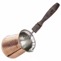 جذوه مسی چکشی دسته چوبی قهوه ترک نانو شده سایز متوسط