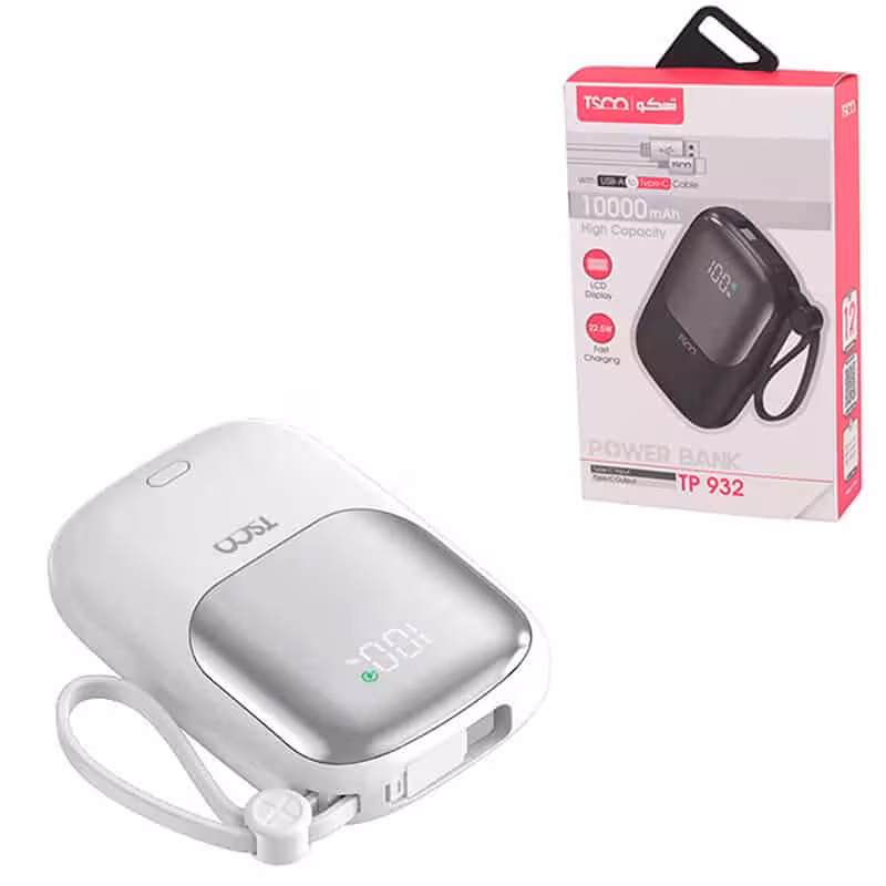 پاور بانک فست شارژ تسکو TP 932 PD 22.5W ظرفیت 10000 میلی آمپر ساعت