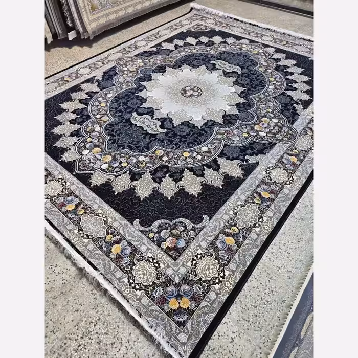 فرش ماشینی 1200شانه طرح آرواناسرمه ای12متری(باارسال رایگان)