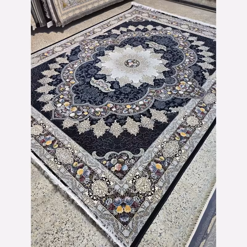 فرش ماشینی 1200شانه طرح آرواناسرمه ای12متری(باارسال رایگان)