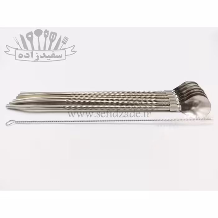 قاشق شربت خوری نی دار تمام استیل با برس شستشو