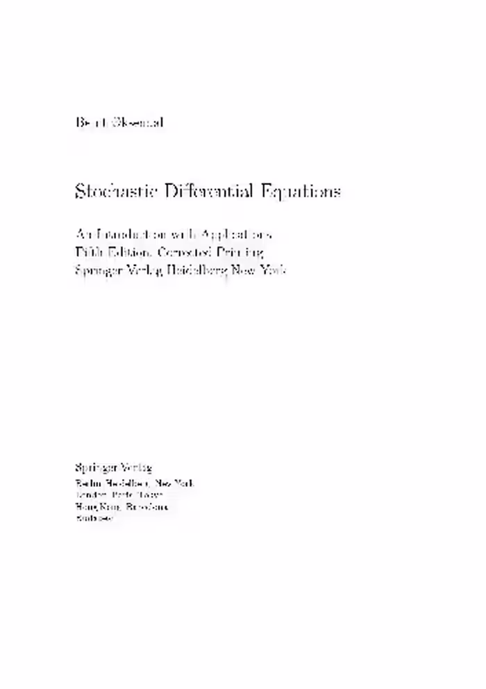 خرید و دانلود نسخه کامل کتاب Stochastic Differential Equations
