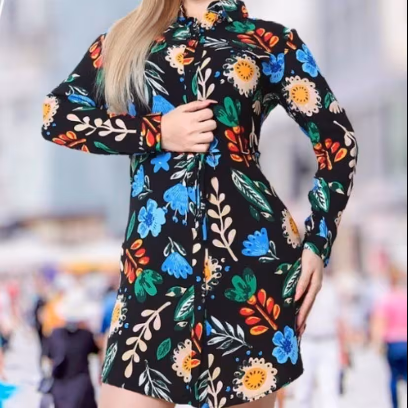 تونیک نخی گلدار زنانه کد 3097 