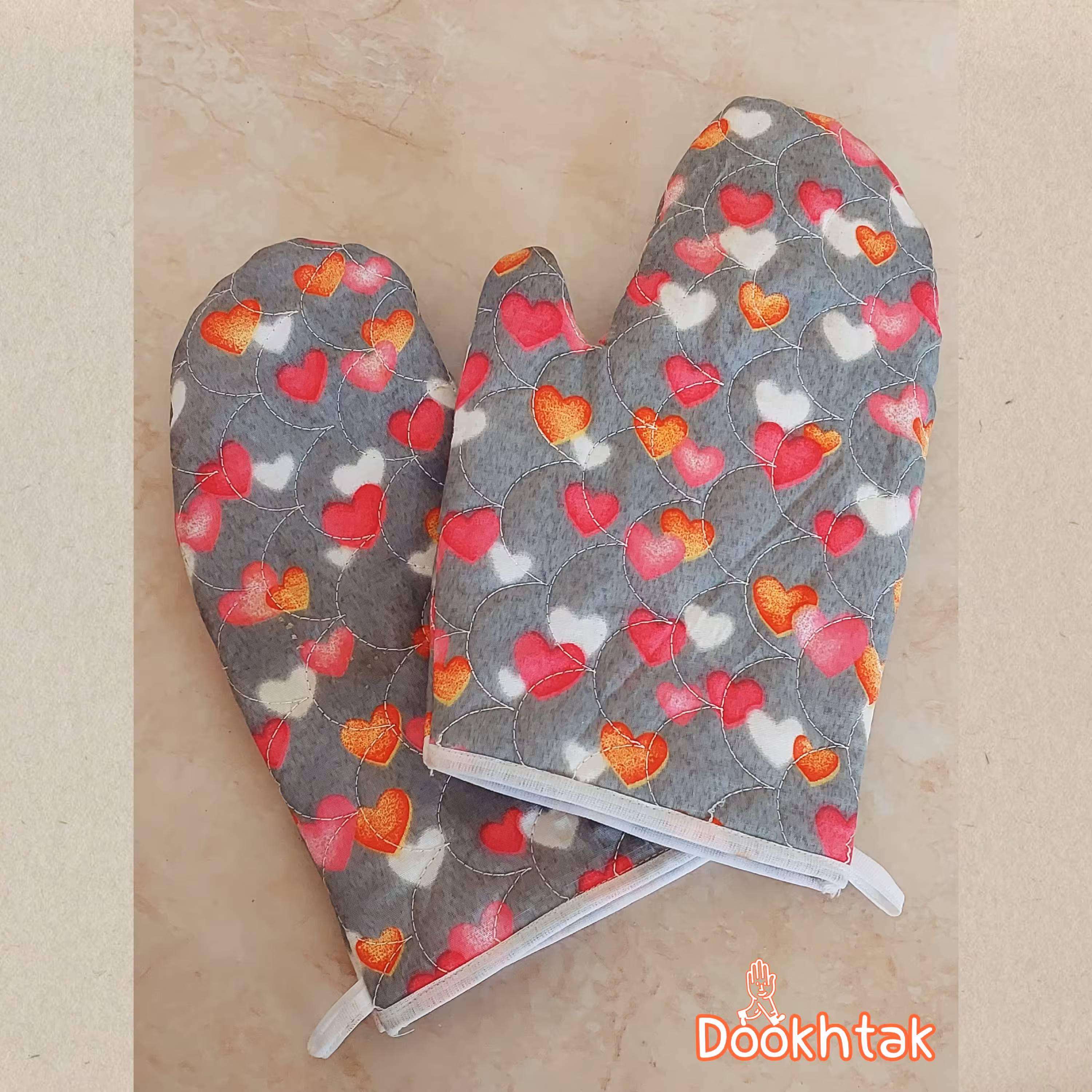 دستکش فر آشپزخانه پارچه ای و مقاوم و قابل شستشو دوخت لونه زنبوری