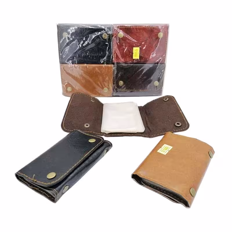 کیف و جلد عابر بانک 12 برگ دکمه دار طرح چرم 6 عددی OHKF-003