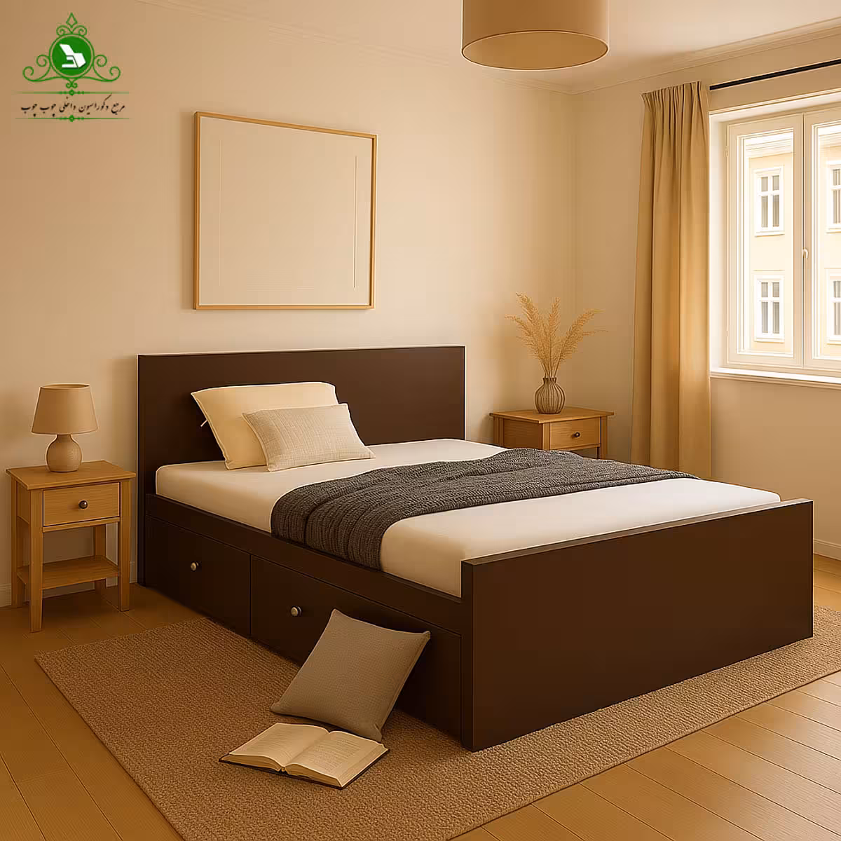 تخت خواب یک و نیم نفره مدل رامش عرض 120
