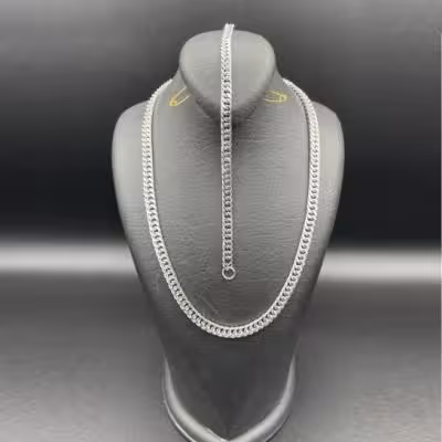 ست گردنبند و دستبند کارتیر استیل 0/1