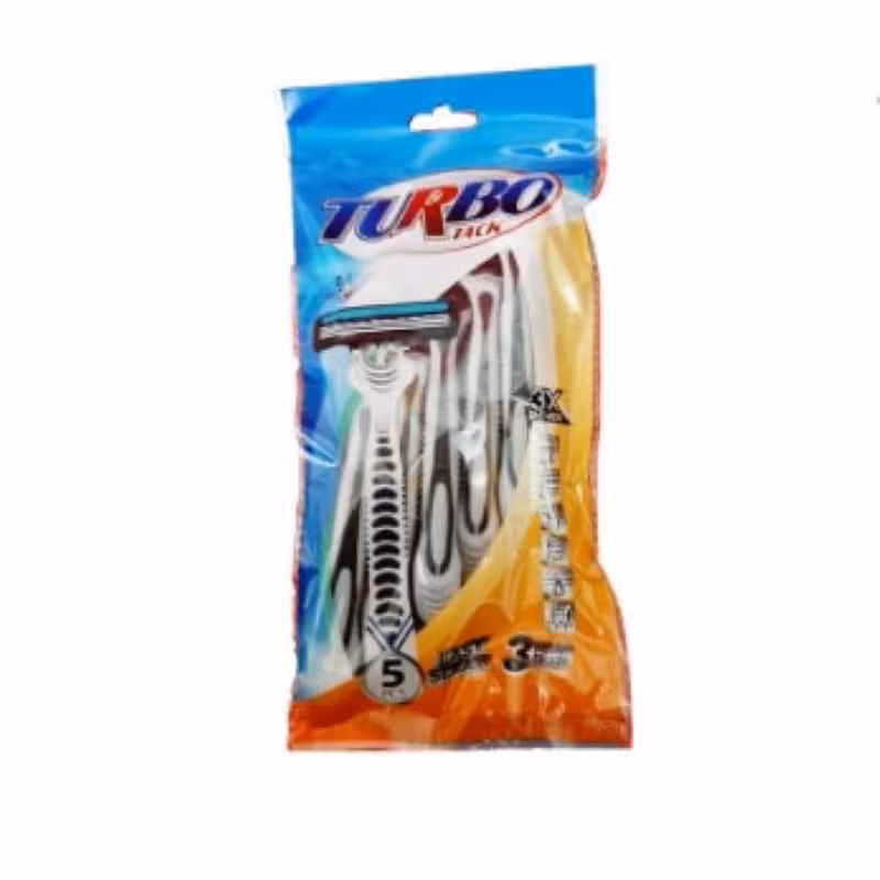 تیغ اصلاح سه لبه صابوندار Turbo بسته 5تایی کارتن 16 بسته ای