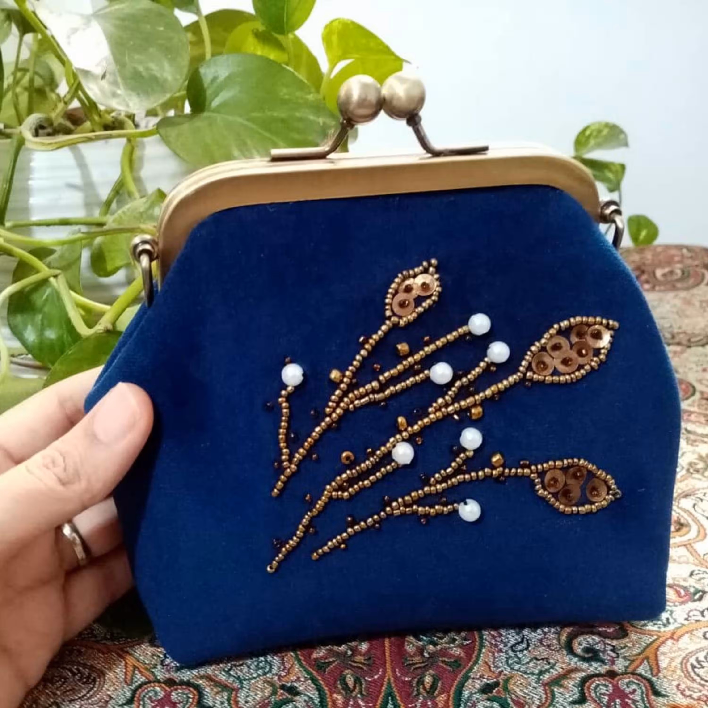 کیف زنانه مجلسی  دهانه فلزی جواهردوزی شده