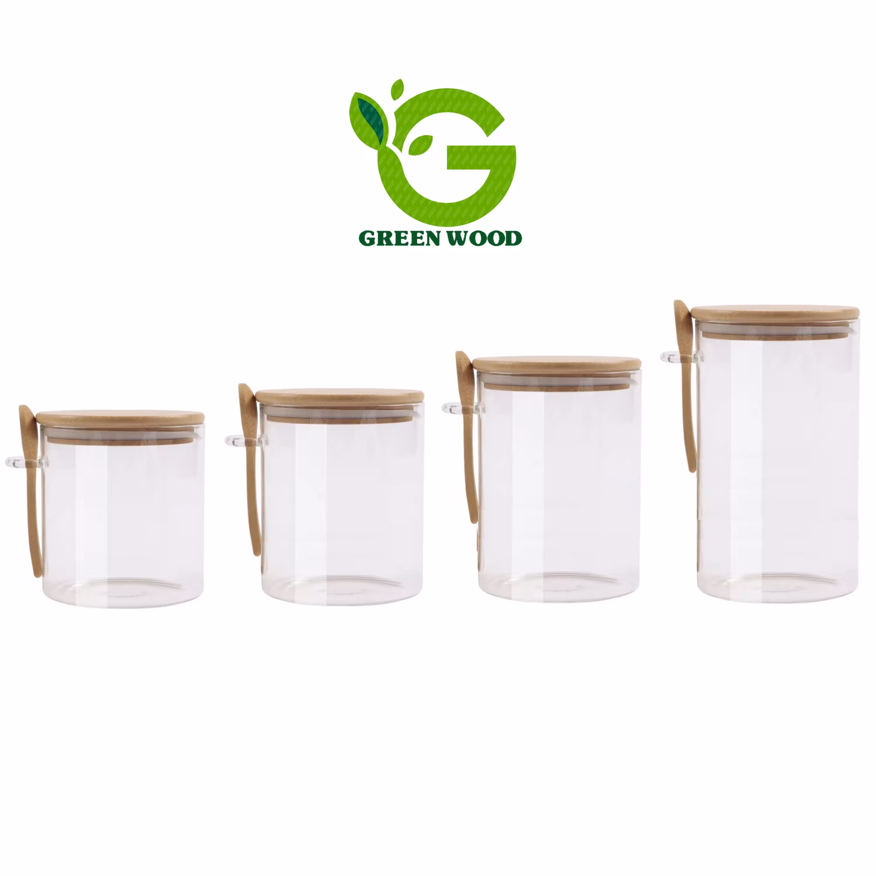 ست بانکه (جا حبوباتی) 4 عددی بامبو شیشه ای پیرکس مدل D10 کدGw90301035