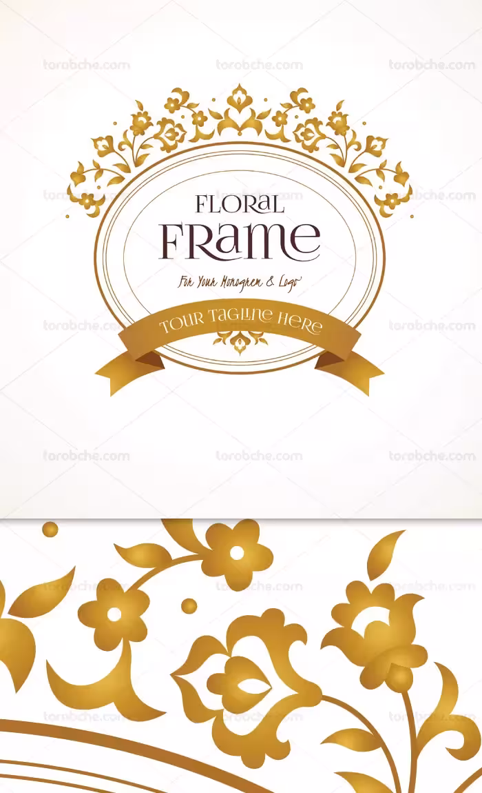 وکتور طرح المان لوگو با گل و بته های اسلیمی - گرافیک با طعم تربچه