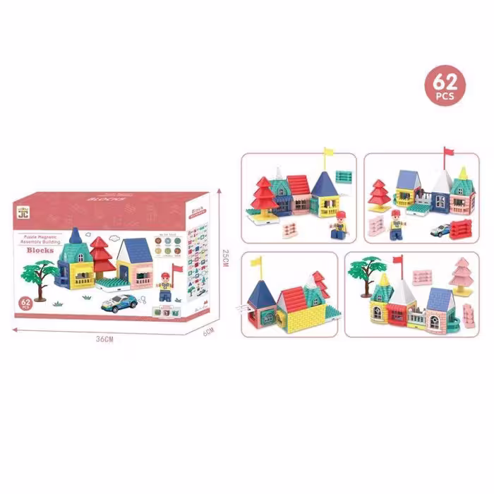 خانه سازی مغناطیسی 62 تکه مدل Puzzle Magnetic Blocks