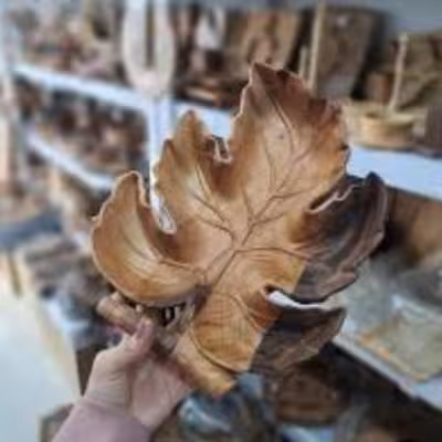 اردو خوری چوبی دسته دار طرح برگ رگه دار