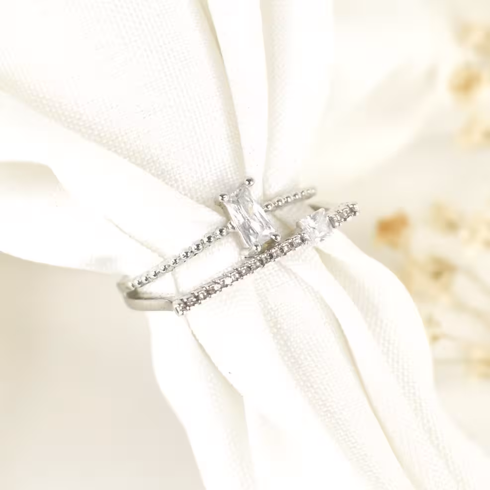 انگشتر(حلقه و پشت حلقه) برند ژوپینگ کد8140سایز7