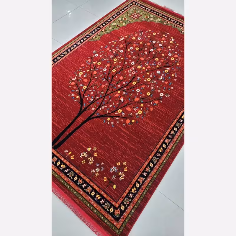 فرش قرمز بلوچی ماشینی کاشان فرش لاکی700شانه آکرلیک6متری(باارسال رایگان)