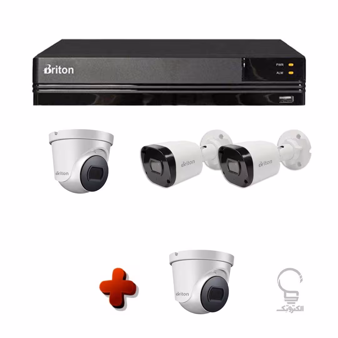 پکیج حرفه ای 4 کانال دوربین مداربسته و دستگاه DVR برایتون