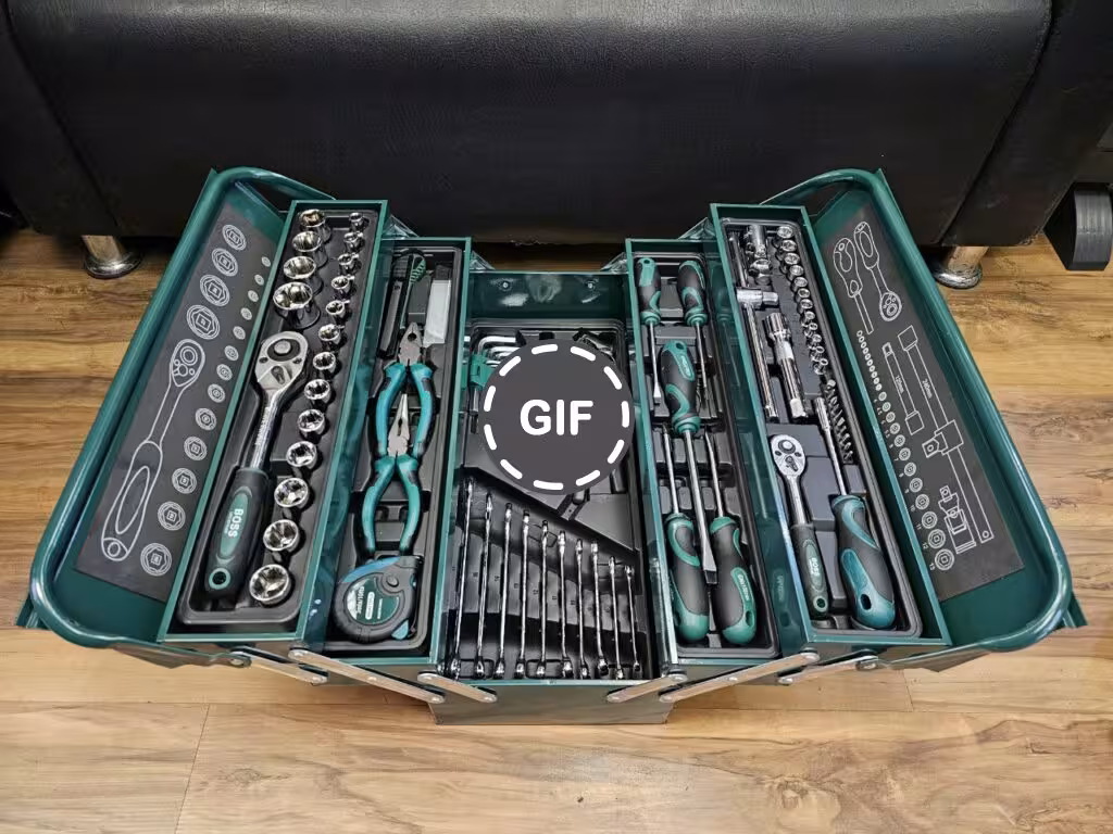 مجموعه جعبه بکس و ابزار 85 عددی سبز باس مدل Box-85