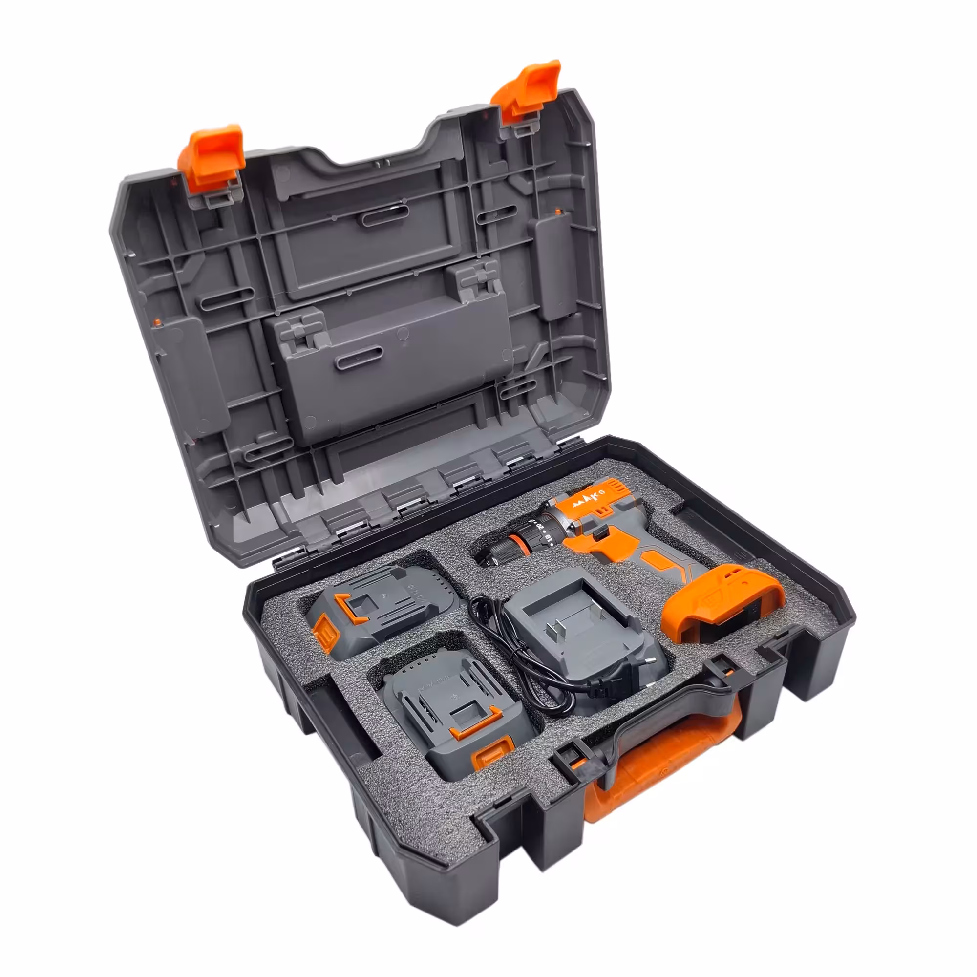 دریل چکشی شارژی براشلس سه نظام 10 میلی متری 21 ولت مکث اچ ام تی مدل DB3 مجوعه 5 عددی