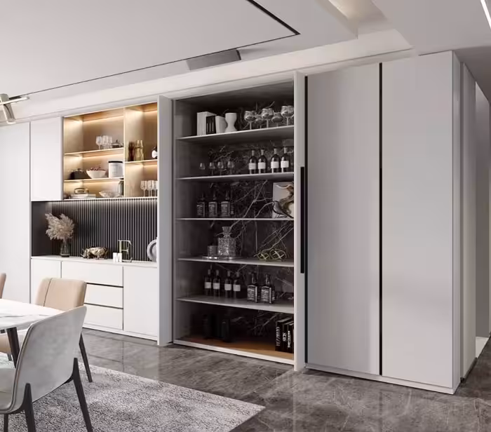 مکانیزم درب لولایی کمدی پاکت در تک درب چوبی مدل اکو سه فریم چپ باز شو ارتفاع 160_270 سانتیمتر ,عرض 50 سانتی متر فانتونی کد k006