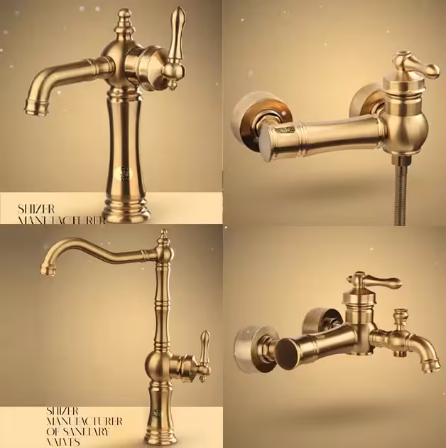 ست کامل شیرآلات شیذر مدل آترینا طلا مات