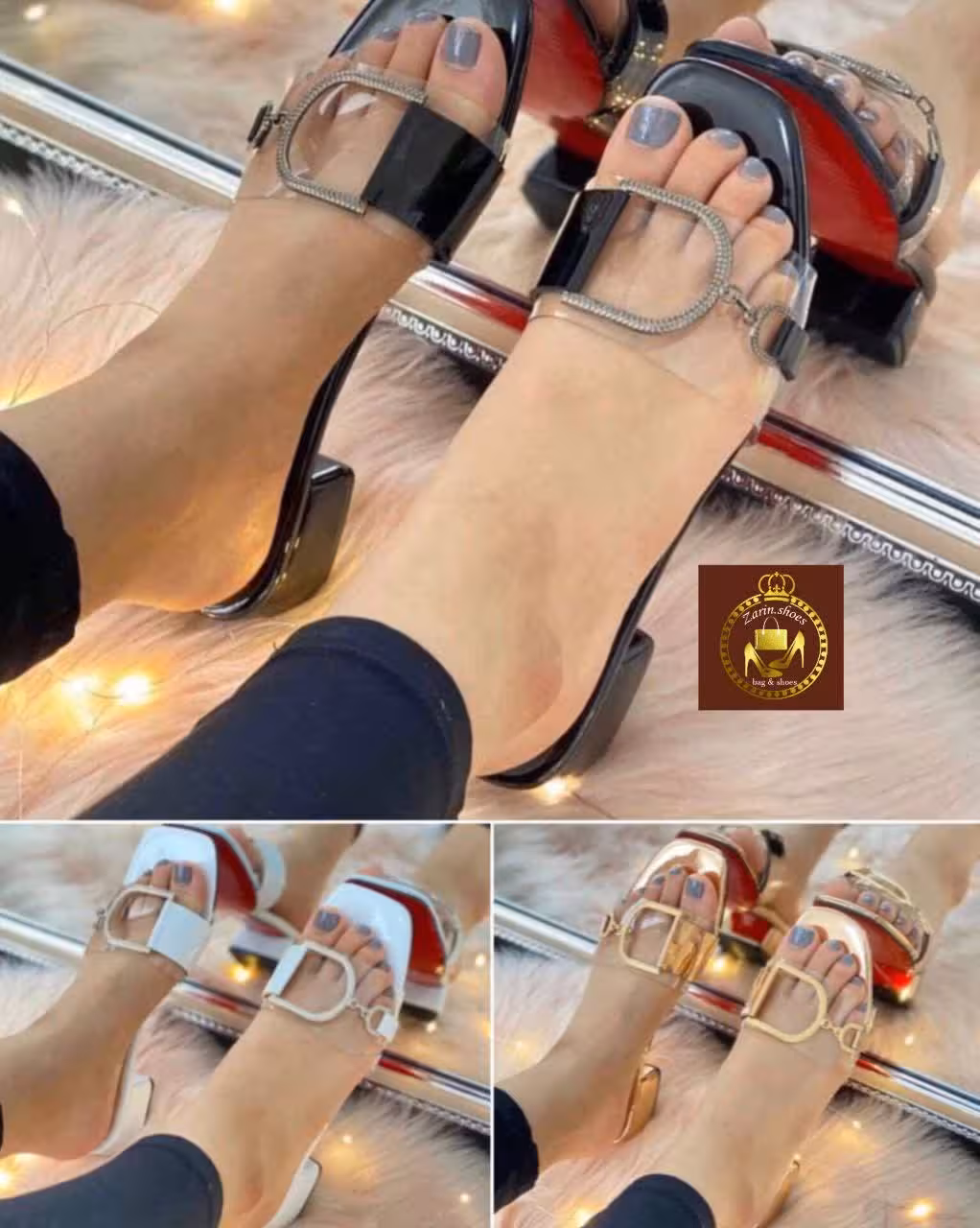 صندل و روفرشی طلقی زنانه پاشنه دار