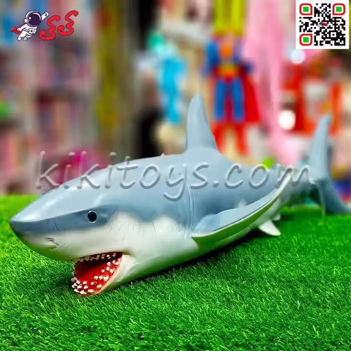 اسباب بازی کوسه و مگالودون خاکستری بزرگ نرم X0691