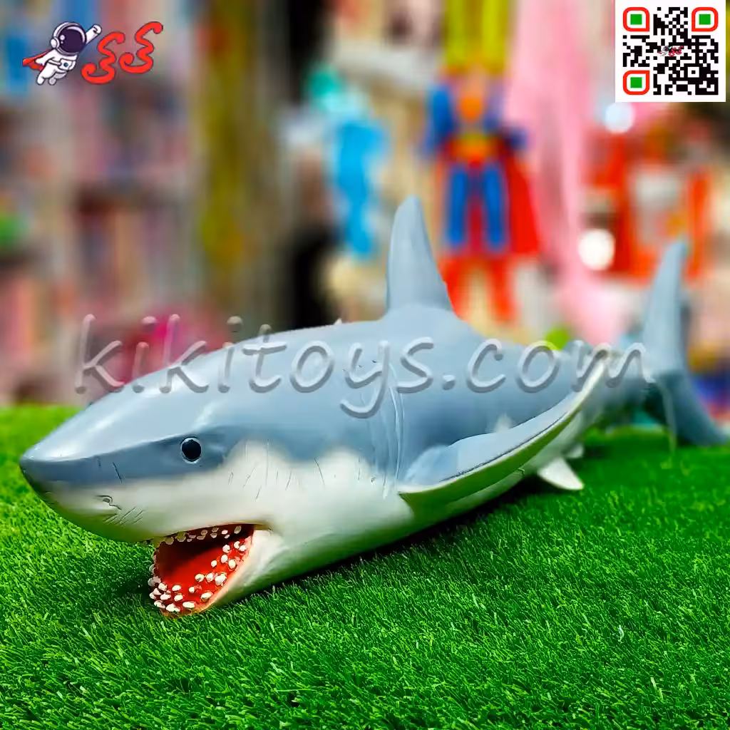 اسباب بازی کوسه و مگالودون خاکستری بزرگ نرم X0691