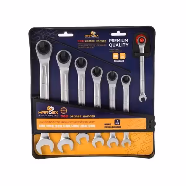 ست آچار یک سر تخت یک سر جغجغه هاردکس 7 عددی HARDEX